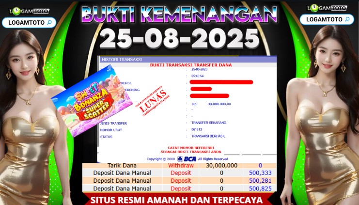 SELAMAT KEPADA MEMBER SETIA LOGAMTOTO BERHASIL JACKPOT DI PERMAINAN SLOT SWEET BONANZA SUPER SCATTER