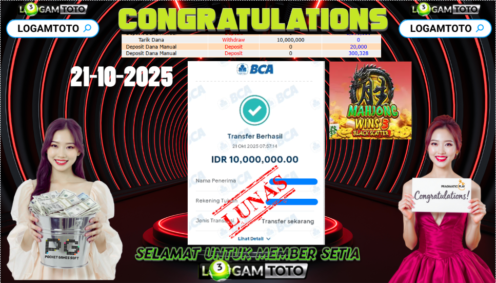 SELAMAT KEPADA MEMBER SETIA LOGAMTOTO BERHASIL JACKPOT DI PERMAINAN SLOT GEMSTONE GOLD