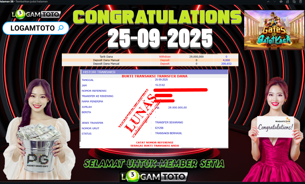 SELAMAT KEPADA MEMBER SETIA LOGAMTOTO BERHASIL JACKPOT DI PERMAINAN SLOT DRAGON HATCH