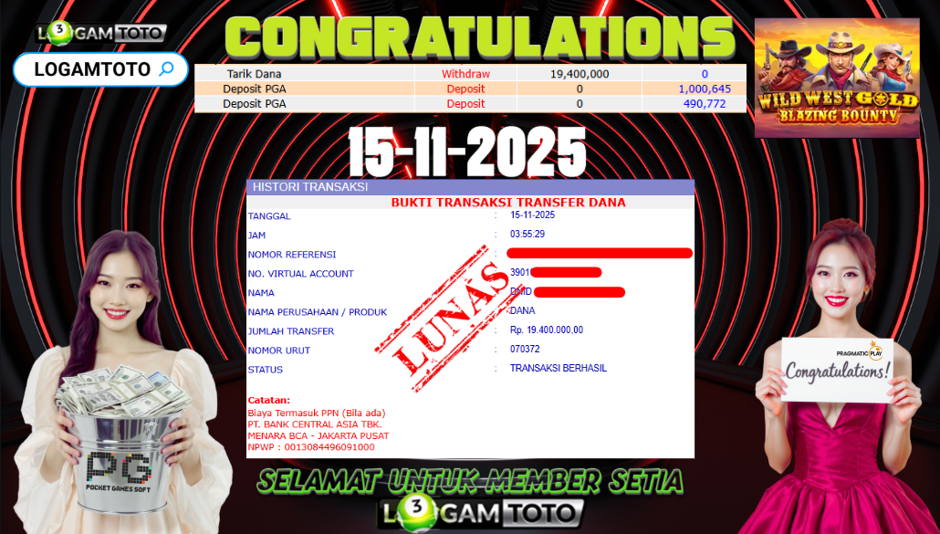 SELAMAT KEPADA MEMBER SETIA LOGAMTOTO BERHASIL JACKPOT DI PERMAINAN SLOT GATE OF OLYMPUS 1000