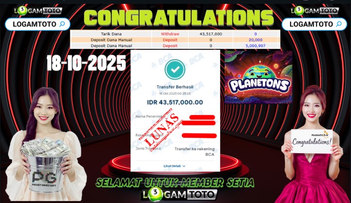 SELAMAT KEPADA MEMBER SETIA LOGAMTOTO TELAH JACKPOT DI PERMAINAN MAHJONG WINS 3