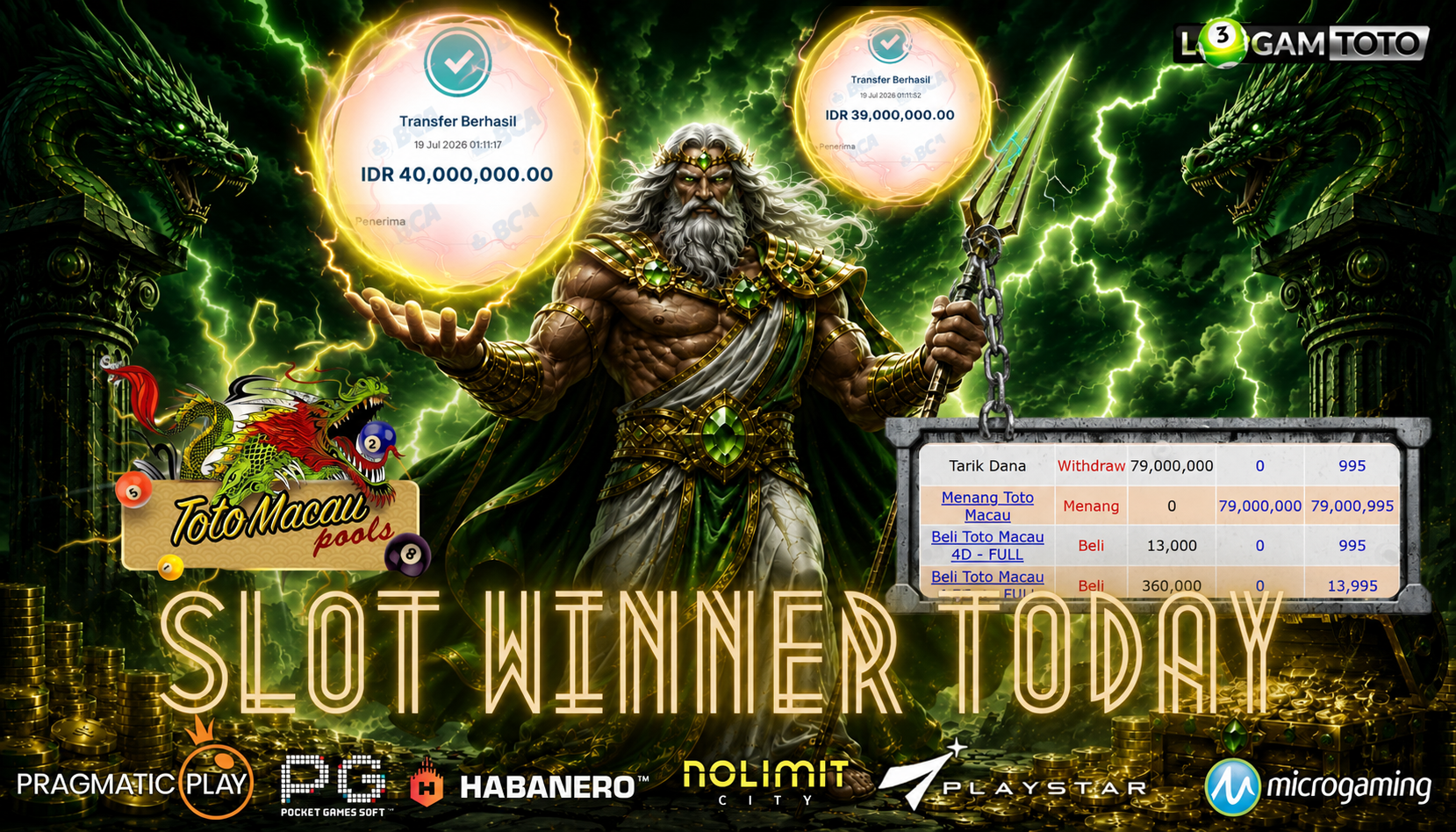 SELAMAT KEPADA MEMBER SETIA LOGAMTOTO BERHASIL JACKPOT 79.000.000 di BETTINGAN TOTO MACAU POOLS 