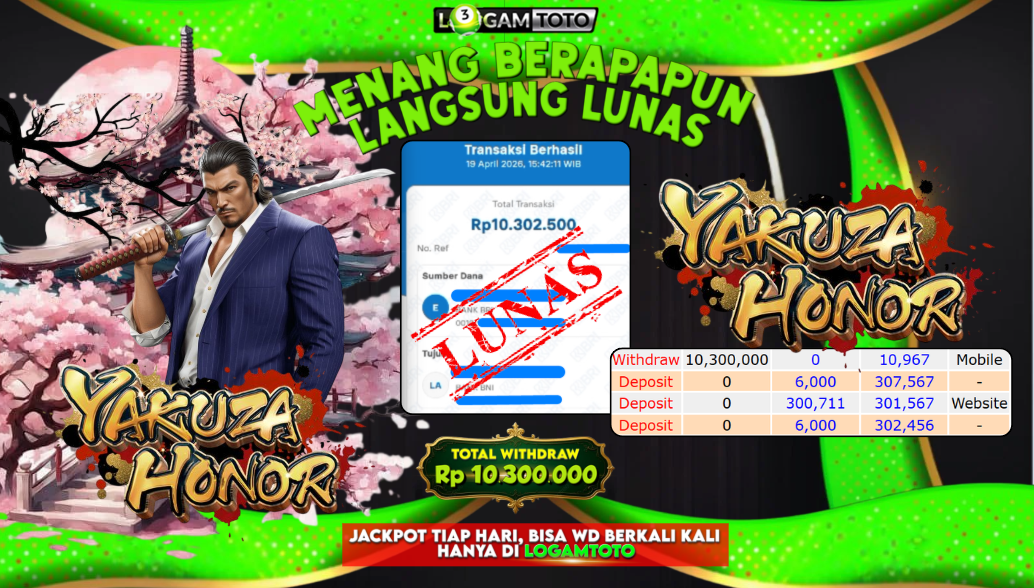 SELAMAT KEPADA MEMBER SETIA LOGAMTOTO BERHASIL JACKPOT 10.300.000 di PERMAINAN DI YAKUZA HONOR